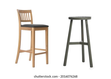 Different stylish bar stools on white background, collage - Shutterstock ID 2016076268