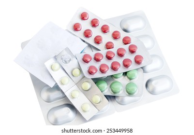 Different Tablets Different Colors On White Stock Photo 253449958 ...