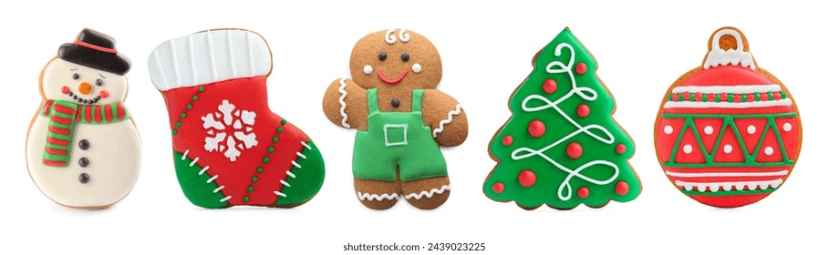 Different tasty Christmas cookies isolated on white, top view - Powered by Shutterstock