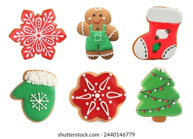 Different tasty Christmas cookies isolated on white, top view - Powered by Shutterstock