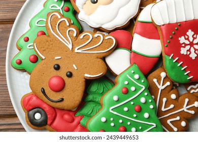 Different tasty Christmas cookies on wooden table, top view - Powered by Shutterstock