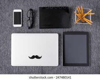 Different tech gadgets and items from above
