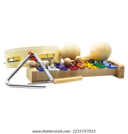 a lot of different training percussion instruments, cutout