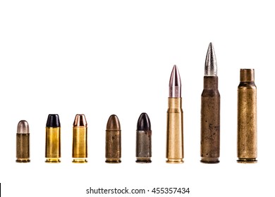 different type of bullets isolated over a white background