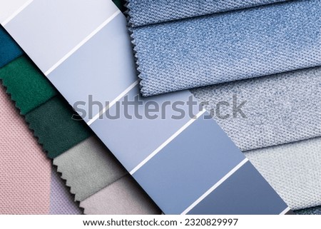 Different types of fabrics with a pantone color palette