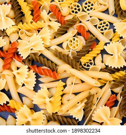 Different Types Of Italian Pasta. Flour Products And Food In Cooking