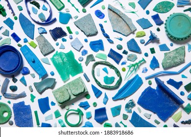 Different types of microplastics found on the beach