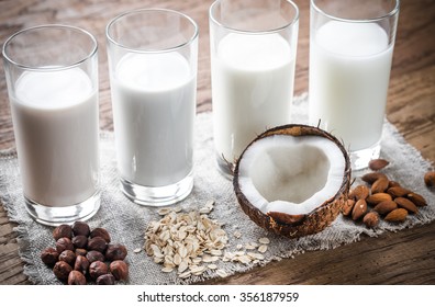Different types of non-dairy milk - Shutterstock ID 356187959