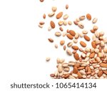 Different types of nuts on white background