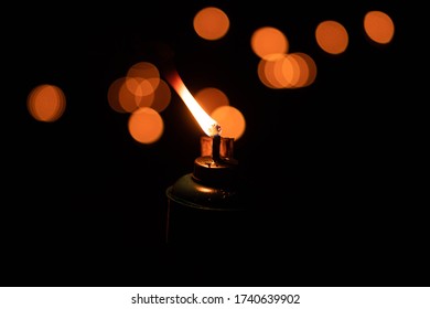 Different Types Of Oil Lamp (lampu Pelita) Are Burned In The Night Of Eid Mubarak. (selected Focus)