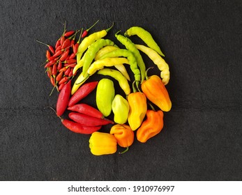 Different types of pepper :Capsicum chinense, Capsicum frutescens, Capsicum chinense, Capsicum baccatum. Manaus – Amazon, Brazil