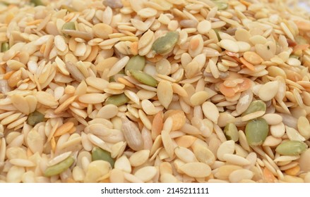 Different types of seeds deshelled. Seeds are the real powerhouse of nutrients. Sunflower, pumpkin, melon, water melon and cucumber seeds. Good for your health. India. - Shutterstock ID 2145211111