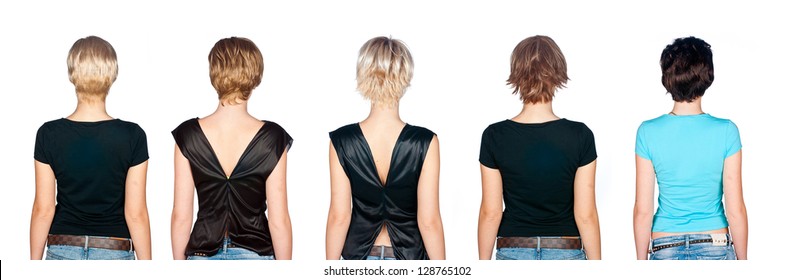 Different Types Of Woman Short Hair Wigs From Behind