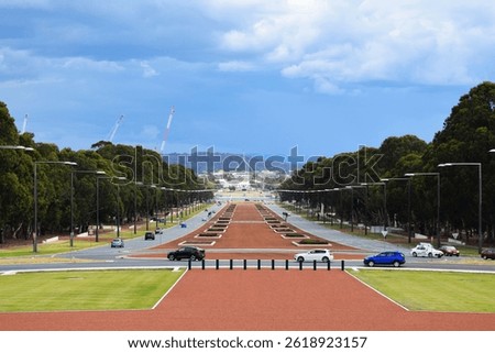 Different viewpoints from Anzac Parade, Canberra, ACT, Australia with government buildings in view