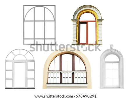 Different windows on white background