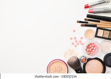 Different Woman Beauty Cosmetics. Isolated