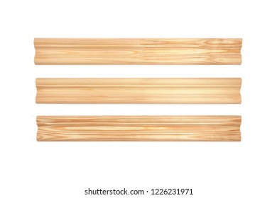 Different Wooden Plinth. Industrial Sample, Isolated On White