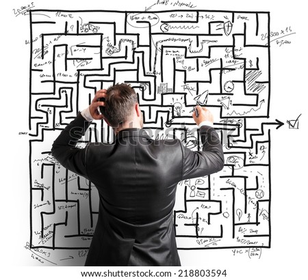 Difficult resolution of a maze by a troubled businessman