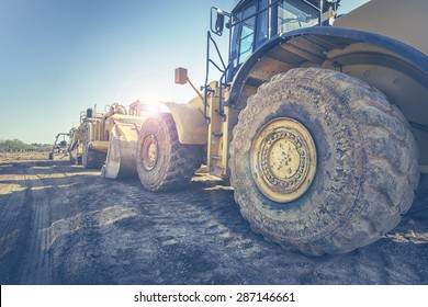 Digger bulldozer on construction site