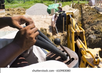 Digging Hole For Septic Tank Installation.