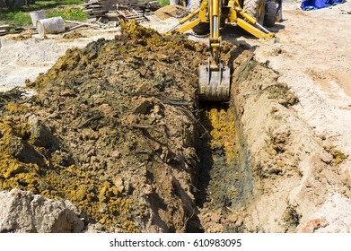 Digging Hole For Septic Tank Installation.