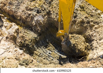 Digging Hole For Septic Tank Installation.