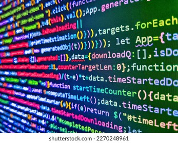 Digital abstract bits data stream, cyber pattern digital background. Freeware open source project. Javascript lines of code into a library for website application