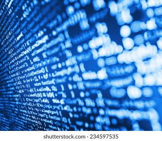 Digital abstract bits data stream, cyber pattern digital background. Blue color. Selective focus (MORE SIMILAR IN MY GALLERY)