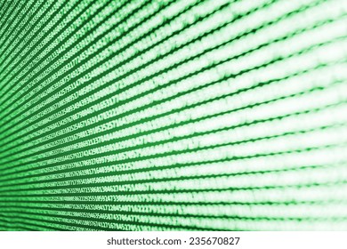 Digital abstract bits data stream, cyber pattern digital background. Green color.   Vignette light and dark shadow dramatic effect. Gibberish, dummy, lorem ipsum text. Letters, chars, and digits. 