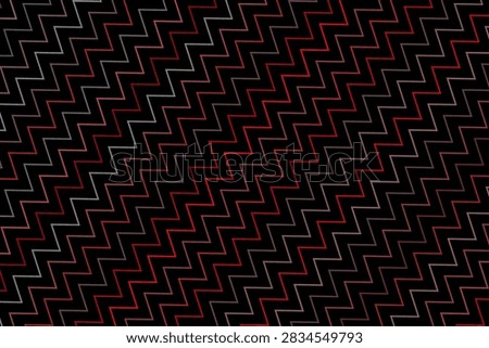A digital abstract pattern with zigzag lines in black, red, and white colors, suitable for backgrounds and design projects.