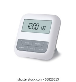 Digital Alarm Clock Isolated On A White Background