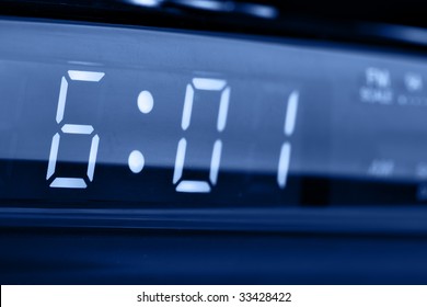 Digital Alarm Clock Radio Close-up (6 Am)