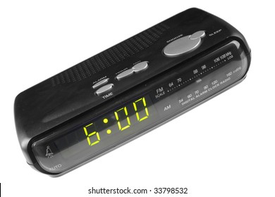 Digital Alarm Clock Radio Isolated Over White Background