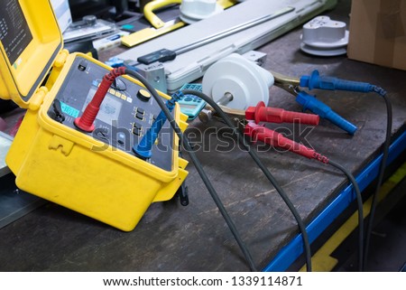 Digital ammeter is being test for electrical equipment.