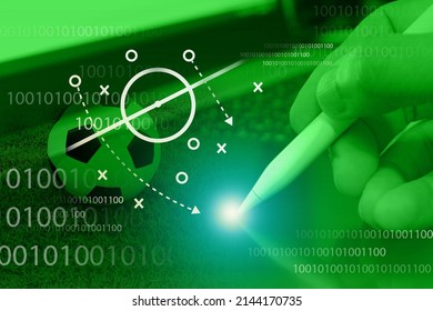 Digital Analysis In Football Tactics And Soccer Team Manager, Sport Betting Concept 