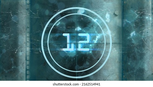 Digital animated Countdown against old blurry movie tape - Powered by Shutterstock