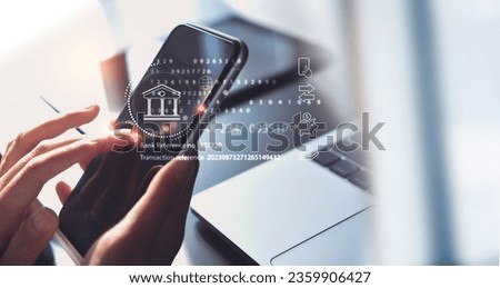 Digital banking, internet payment, online shopping, FinTech financial technology concept. Woman using mobile phone and credit card paying, e-transaction via mobile banking app for online shopping