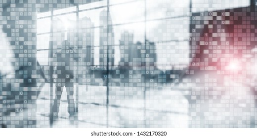 Digital Binary Code Business background. Matrix Abstract futuristic wallpaper.