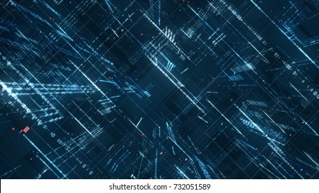 Digital binary code matrix background - 3D rendering of a scientific technology data binary code network conveying connectivity, complexity and data flood of modern digital age - Shutterstock ID 732051589