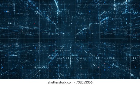 Digital binary code matrix background - 3D rendering of a scientific technology data binary code network conveying connectivity, complexity and data flood of modern digital age - Shutterstock ID 732053356