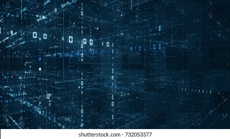 Digital binary code matrix background - 3D rendering of a scientific technology data binary code network conveying connectivity, complexity and data flood of modern digital age - Shutterstock ID 732053377