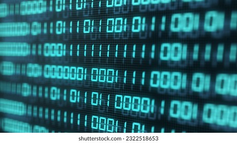 Digital binary code number on computer screen background. Blue green digital numeral software global network. Cyber security and hacker interrupt concept. Big Data technology. 3D illustration - Powered by Shutterstock