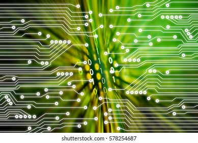 Digital binary data and electronic circuit, selective focus.