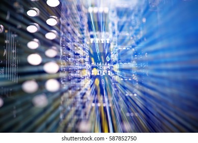 Digital binary data and electronic circuit board. Cyber security concept background.