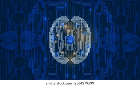 Digital brain of artificial intelligence concept for abstract future technology background