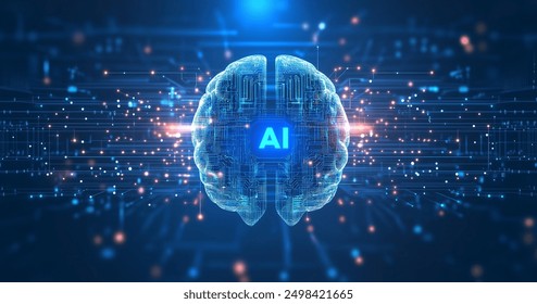 Digital brain with circuit and AI cocept. 3D Rendering. - Powered by Shutterstock