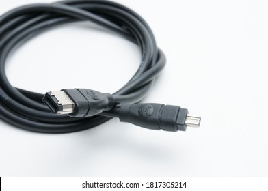 Digital cable with plugs standard DV, 1394 and ilink on isolated white background