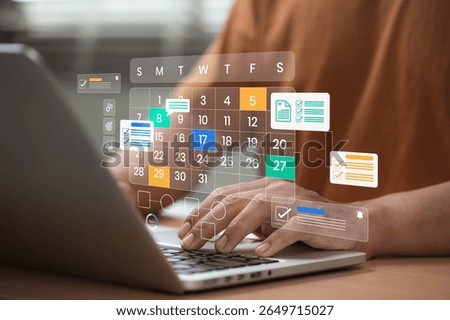 Digital calendar and task planner interface with checklist, reminders, and automation tools used to manage schedule, project workflow, plan meetings, and improve time management and productivity