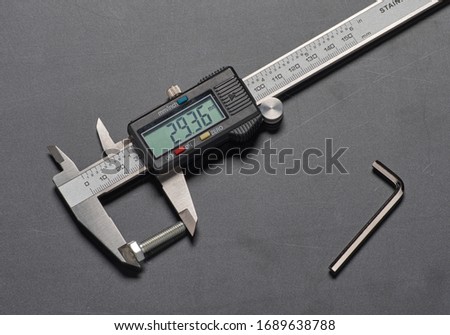 Digital caliper ruler and bolt
