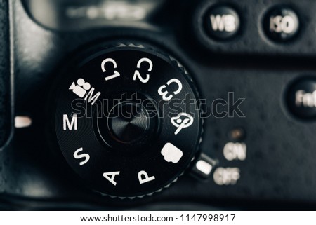 Digital Camera Control Dial Showing Aperture, Shutter Speed, Manual and Program Generic Modes